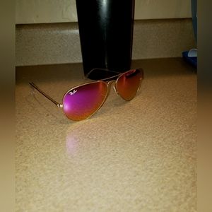 Ray-Ban - Sunglasses Aviator Flash Lenses Gold Frame Pink Lenses